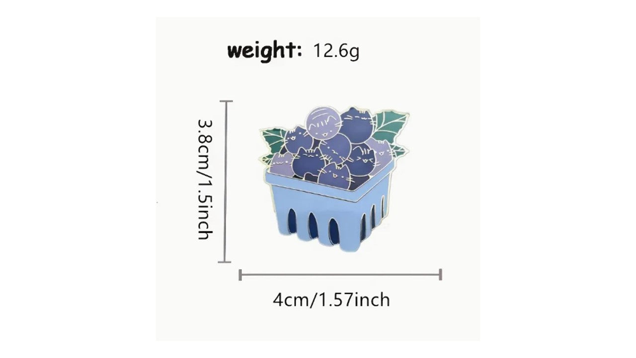 Blueberry Cat Faces Enamel Pin