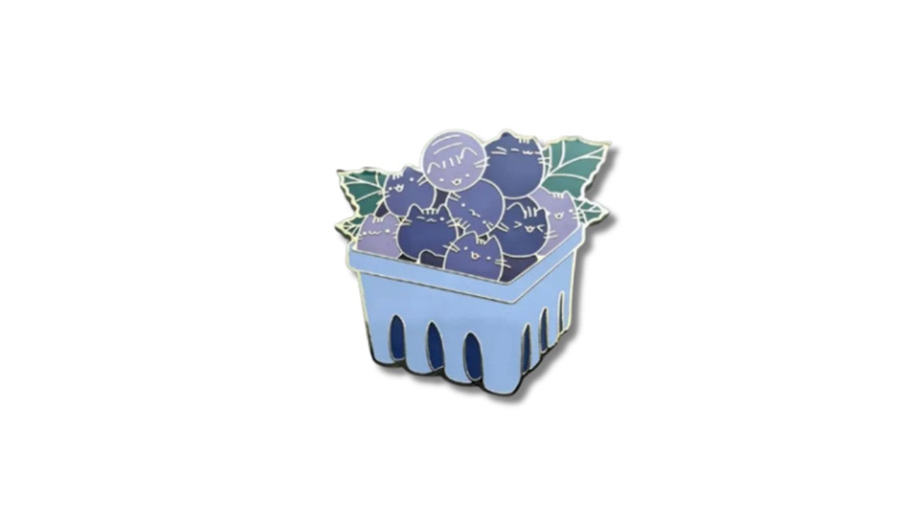Blueberry Cat Faces Enamel Pin