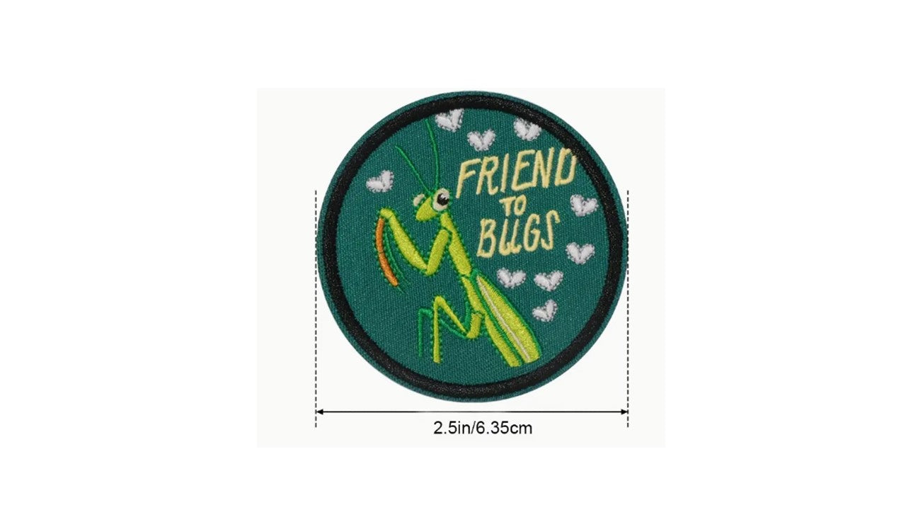 Green Praying Mantis Iron-On Patch - Friend to Bugs