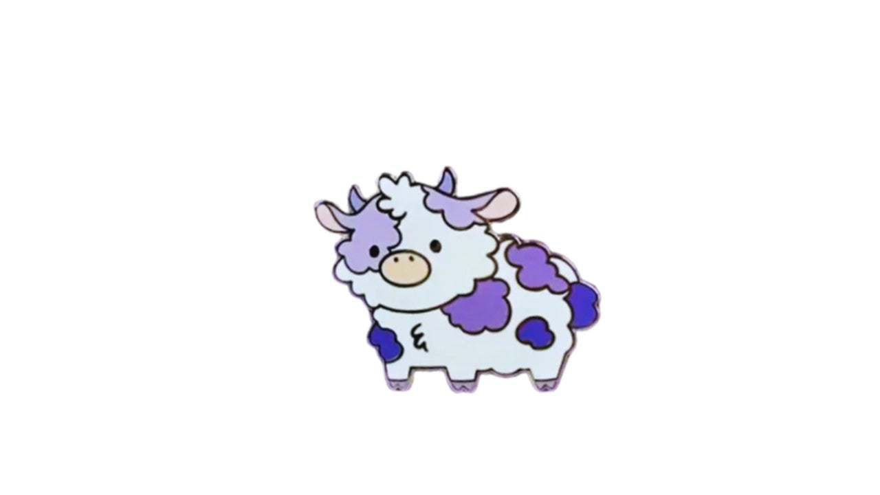 Sakura-Inspired Cow Enamel Pins