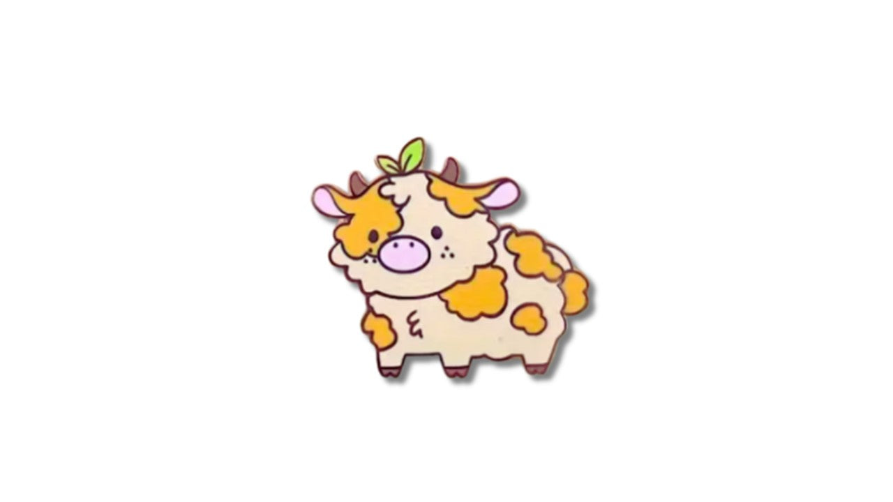 Sakura-Inspired Cow Enamel Pins