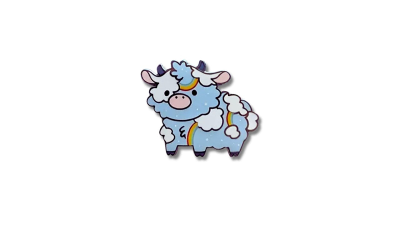 Sakura-Inspired Cow Enamel Pins