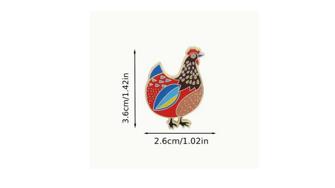 Colorful Patchwork Hen Hard Enamel Pin