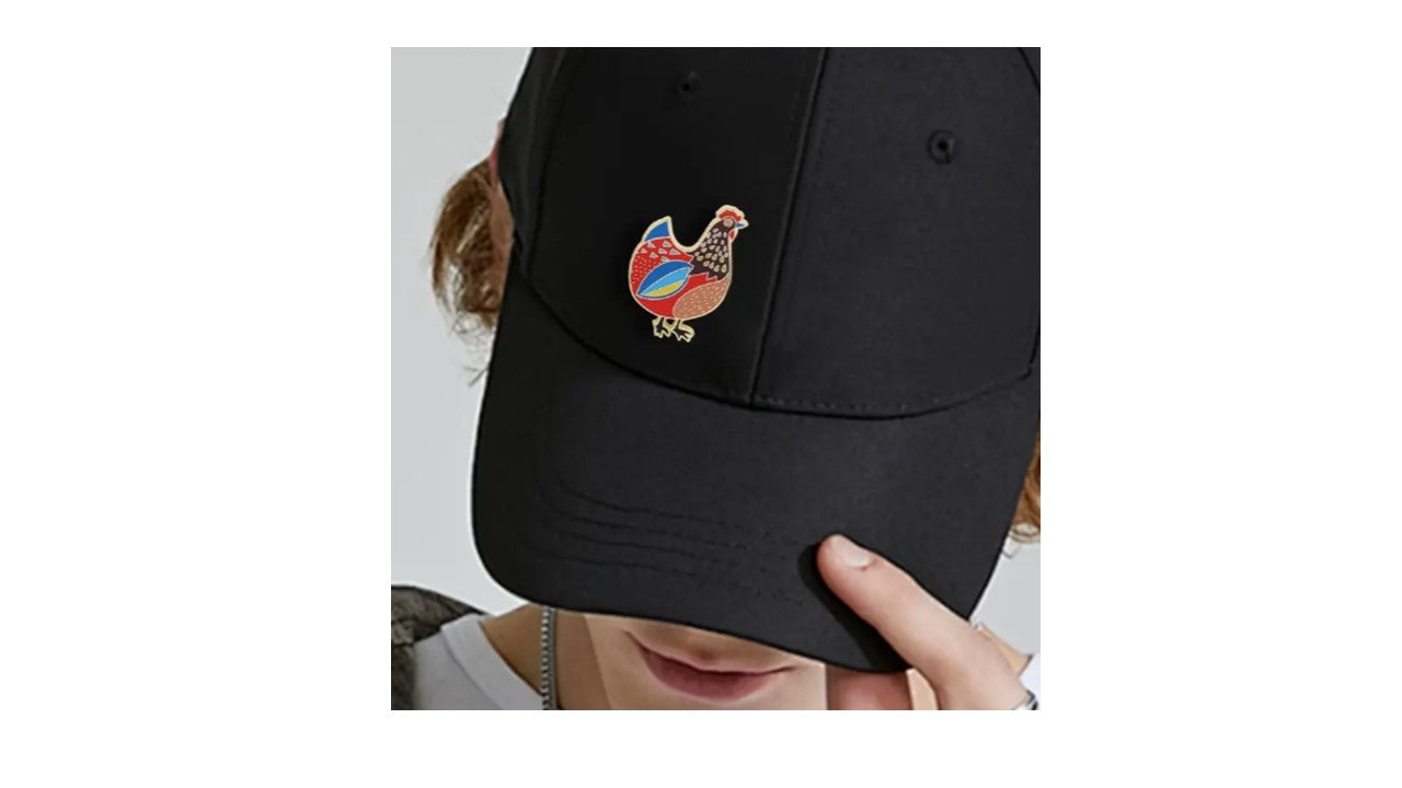 Colorful Patchwork Hen Hard Enamel Pin