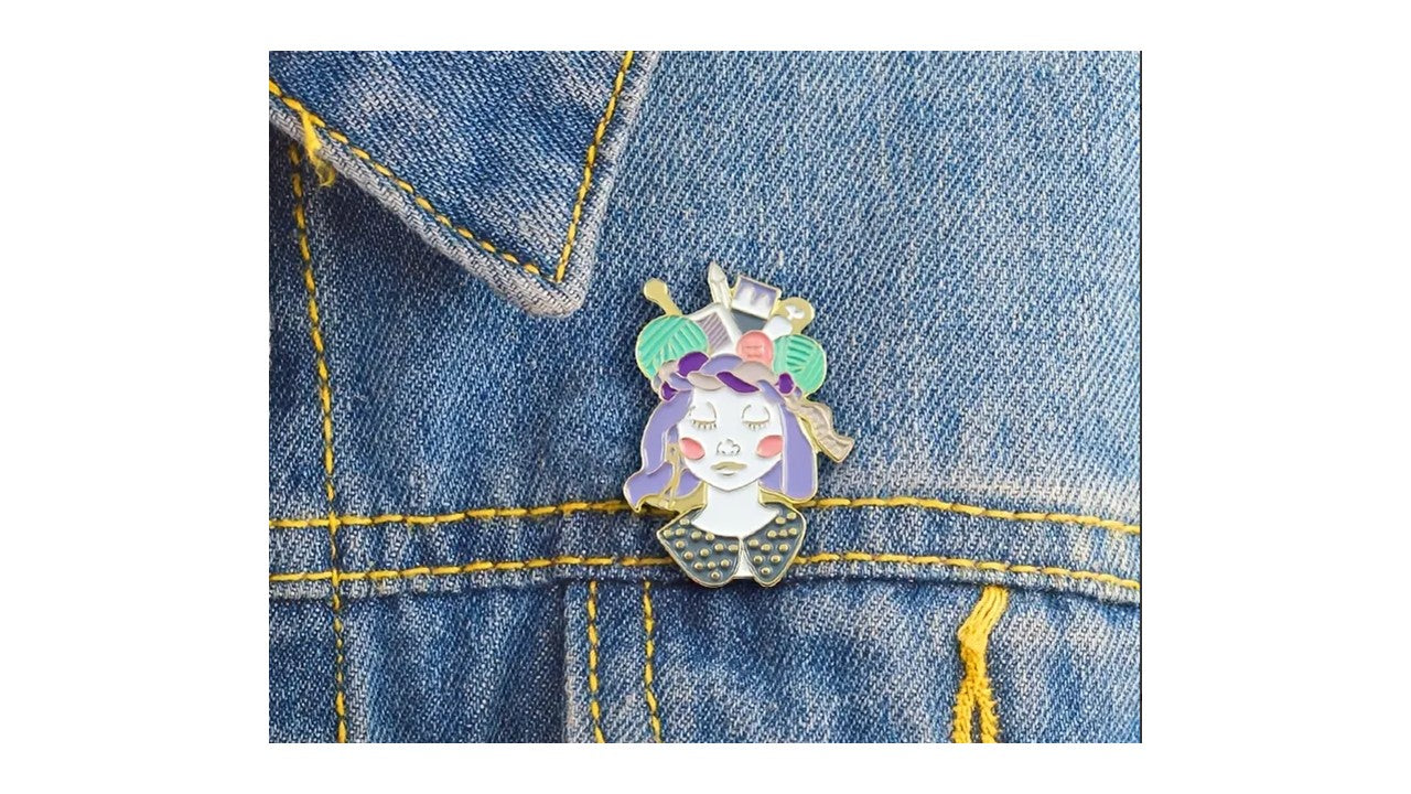 Cartoon Maker Girl Enamel Pin - Novelty•ish