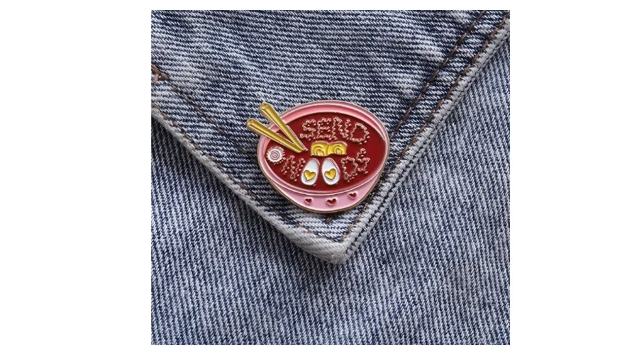 Send Noods Enamel Pin - Funny Ramen Noodle Lapel Pin
