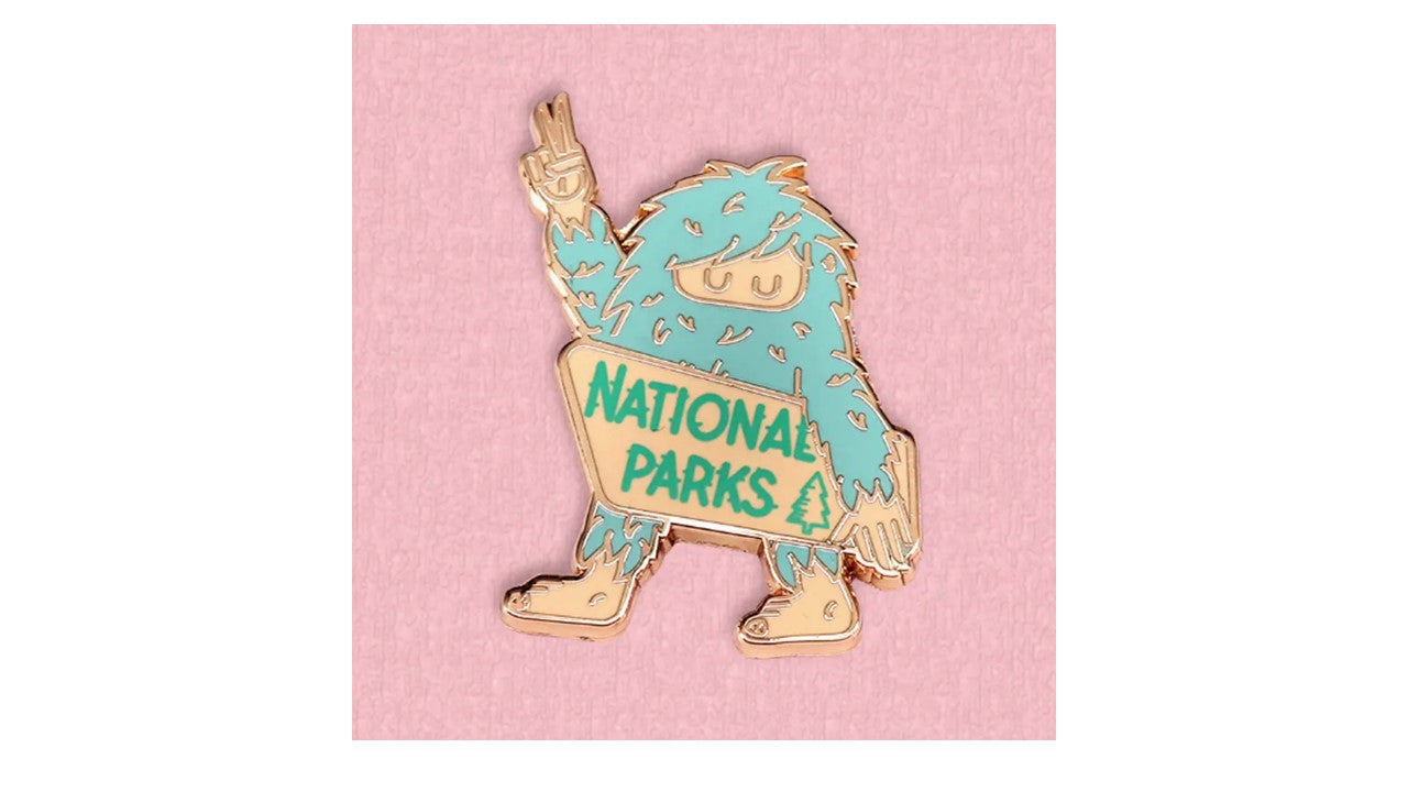 Gold and Teal Sasquatch Enamel Pin