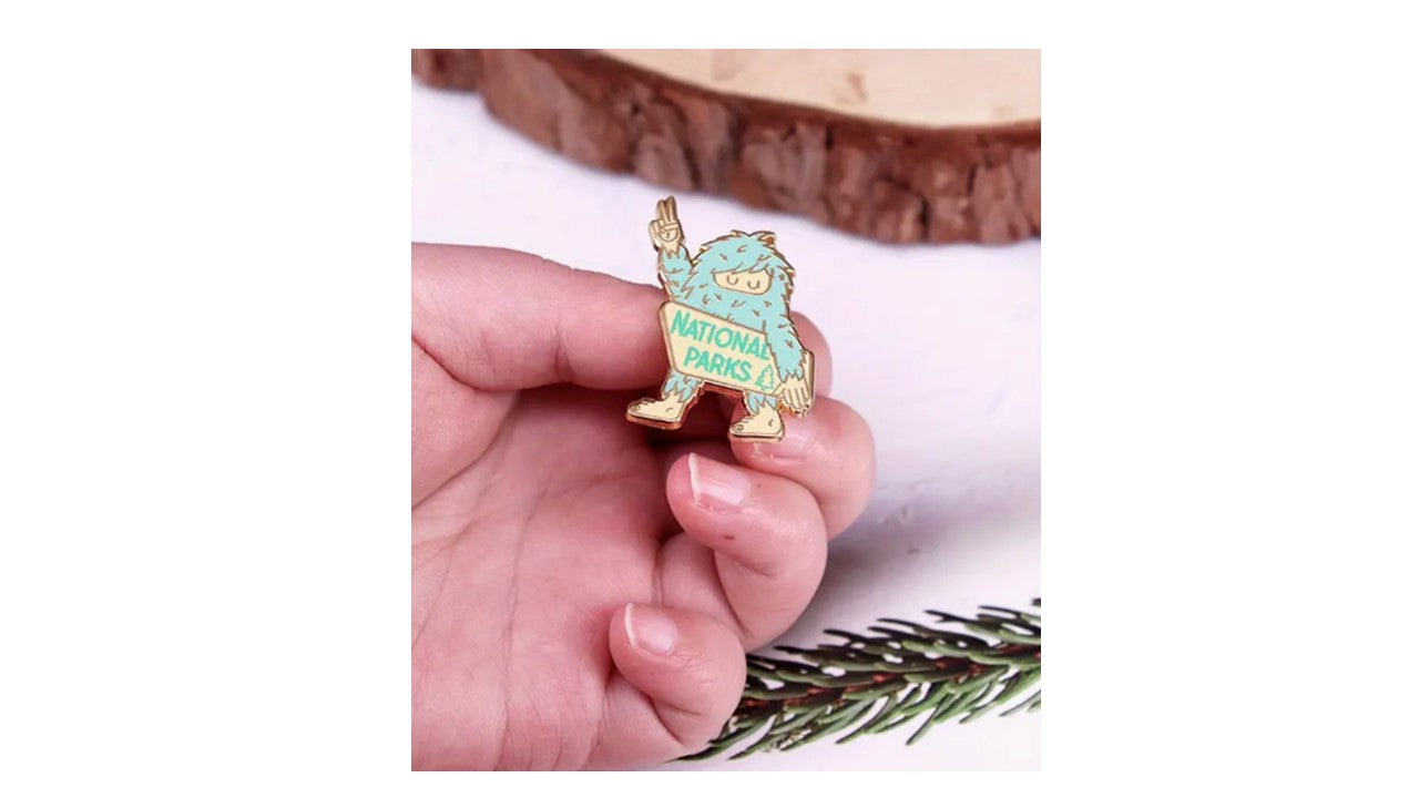Gold and Teal Sasquatch Enamel Pin