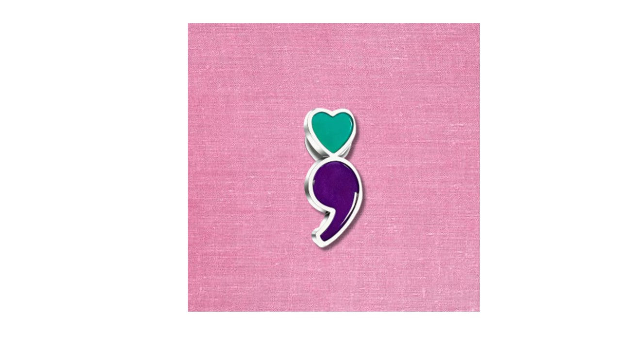 High-Quality Silver Semicolon Enamel Pin