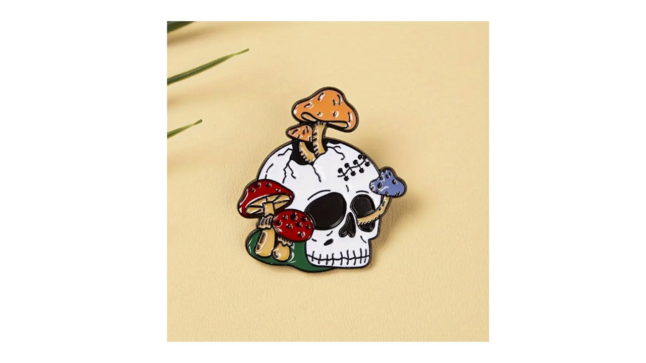 Mushroom Skull Enamel Pin