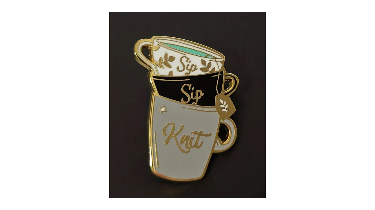 Knit and Sip Enamel Pin - Novelty•ish