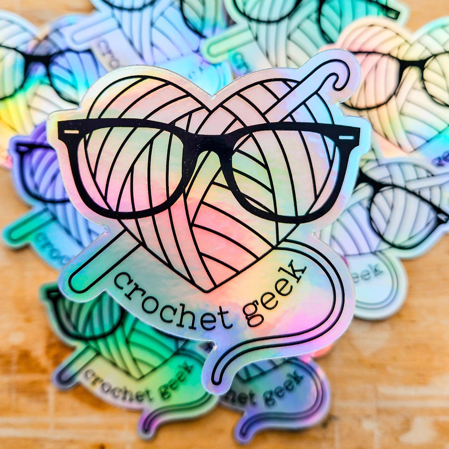 Holographic Crochet Geek Sticker - Novelty•ish