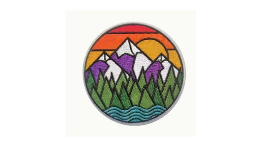 Colorful Mountains Iron-On Patch - Embroidered Nature Adventure Badge