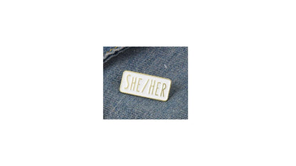 White & Gold She/Her Pin - Novelty•ish