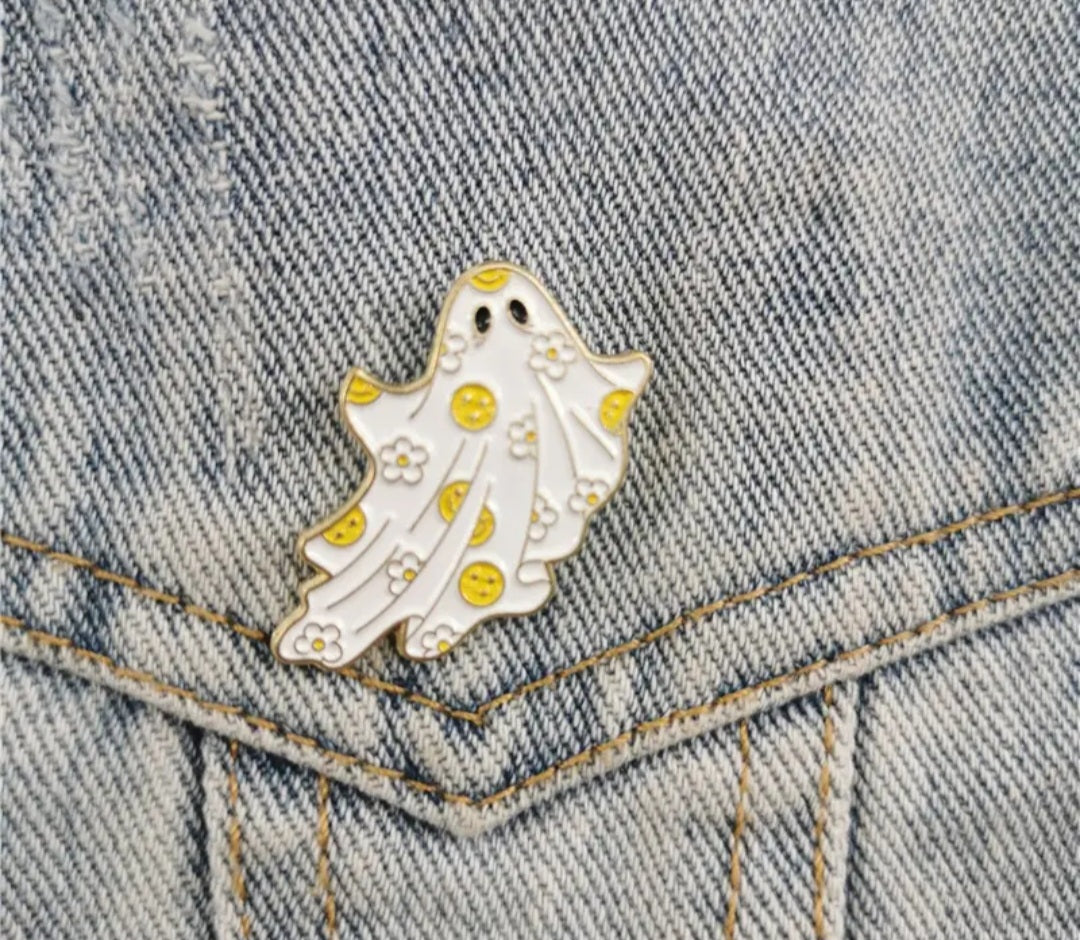 Happy Hippy Ghost Enamel Pin - Novelty•ish