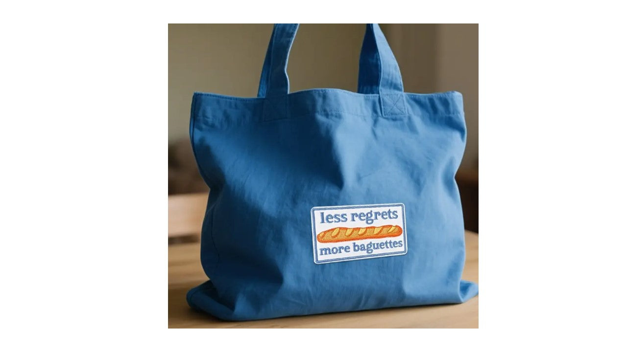 Less Regrets More Baguettes - Funny Embroidered Iron-On Patch