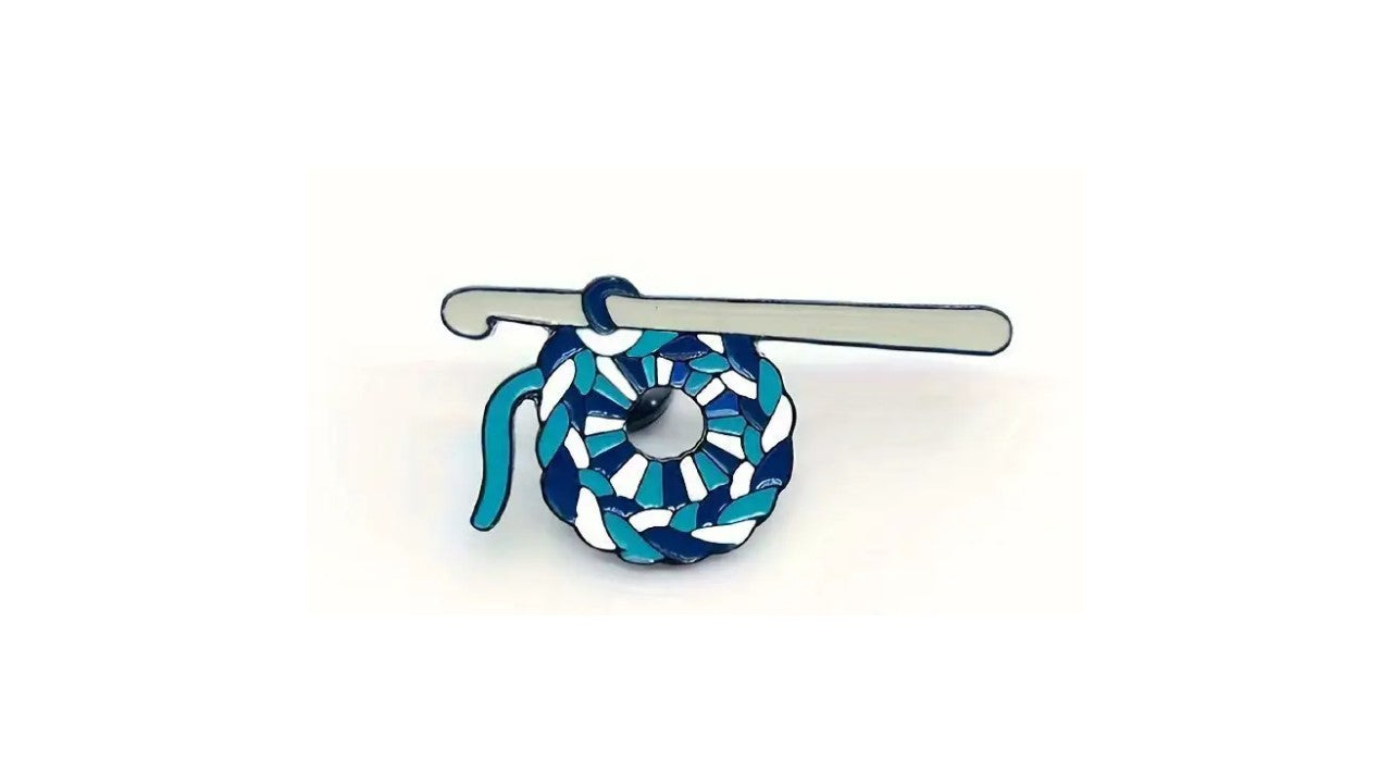 Blue Crochet Enamel Pin - Novelty•ish