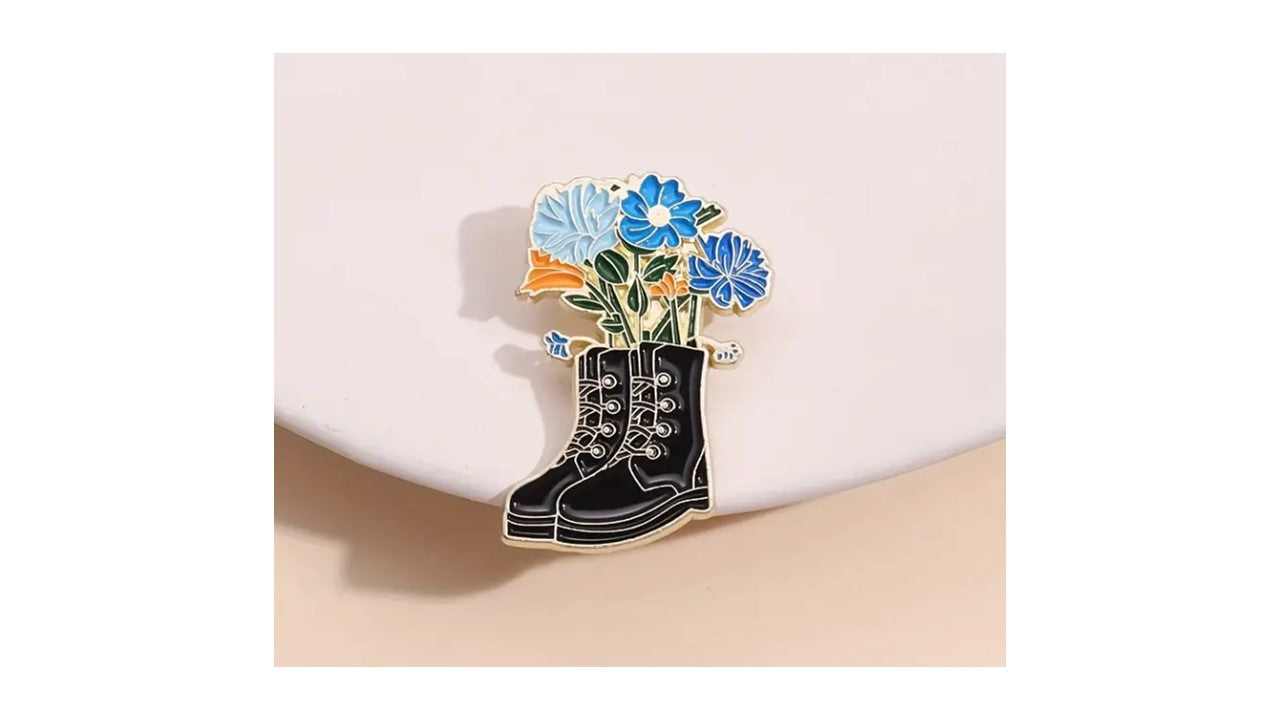 Boots & Flowers Enamel Pin - Novelty•ish