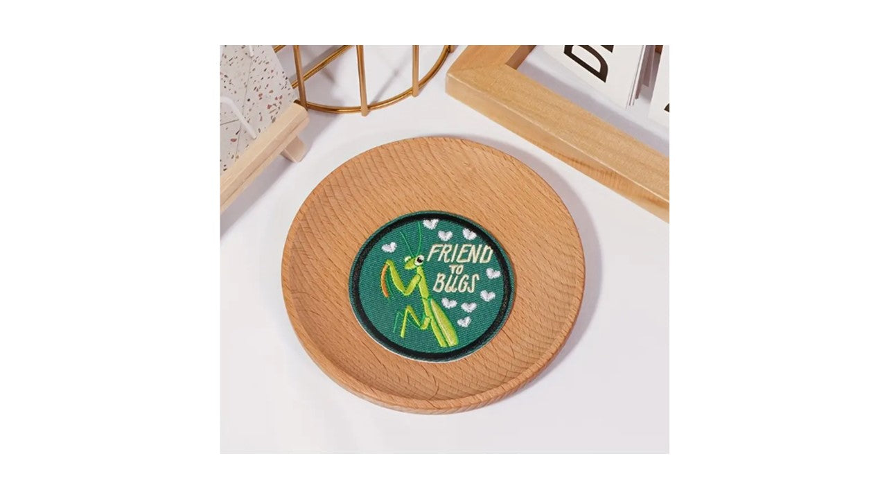 Green Praying Mantis Iron-On Patch - Friend to Bugs