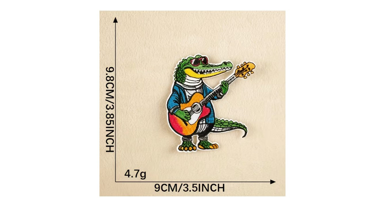 Rockin' Croc Embroidered Patch – Funny Crocodile Patch | Iron-On | Novelty•ish