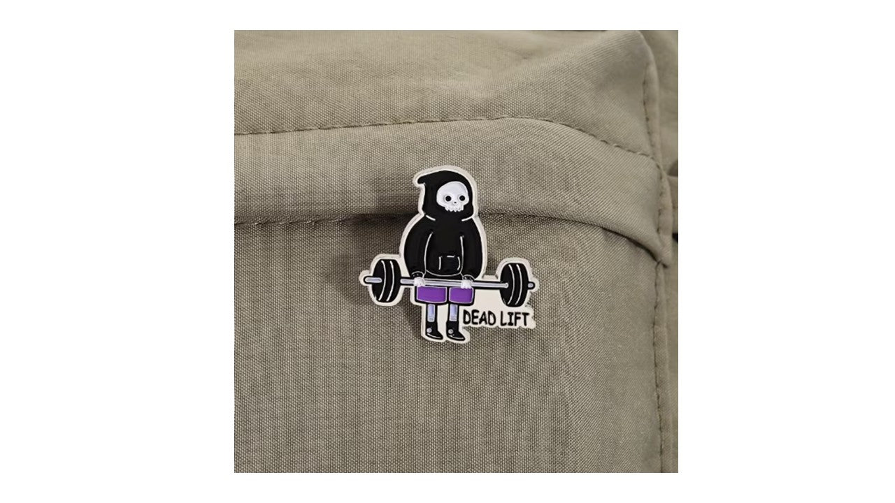 Deadlift Skeleton Enamel Pin - Gym Fitness Weightlifting Lapel Pin