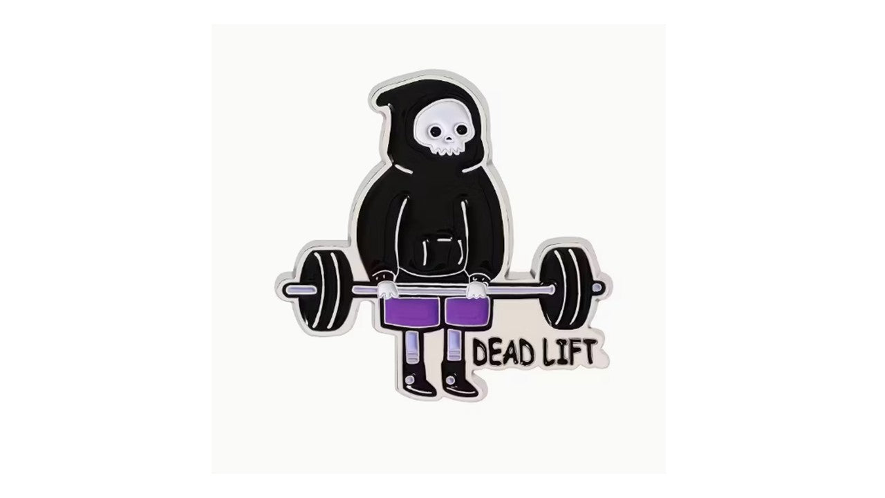 Deadlift Skeleton Enamel Pin - Gym Fitness Weightlifting Lapel Pin