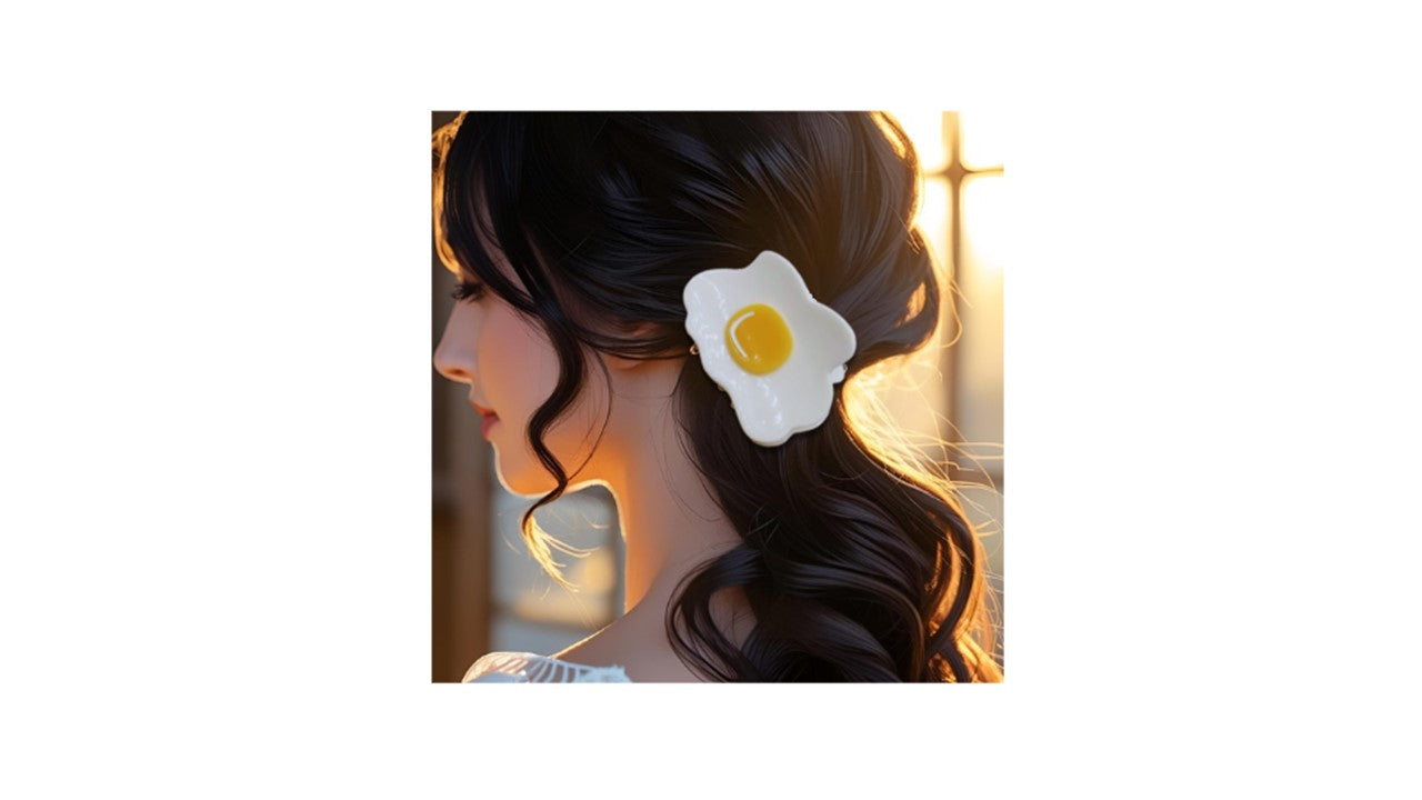 Fried Egg Claw Clip - Funny Novelty Hair Accessory