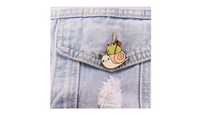 Frog and Snail Enamel Pin