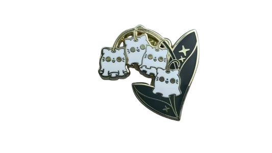 Cat Plant Enamel Pin - Cute Lily of the Valley Lapel Pin