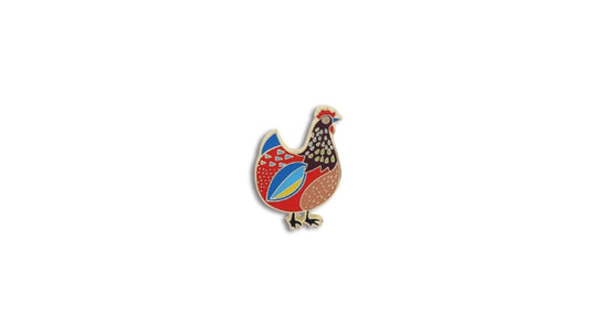 Colorful Patchwork Hen Hard Enamel Pin