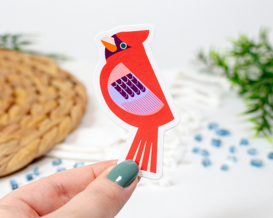 Modern Cardinal Bird Sticker - Novelty•ish