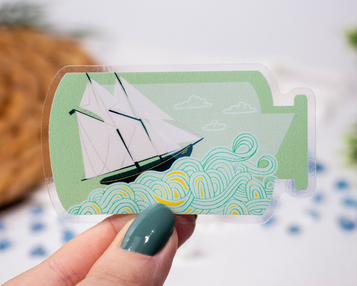 Clear Ship in a Bottle Sticker - Novelty•ish