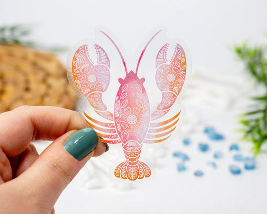 Clear Pink Lobster Folk Art Sticker - Novelty•ish