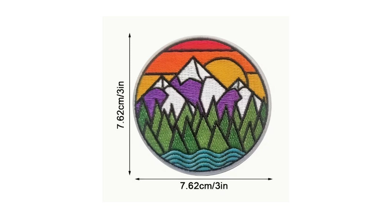 Colorful Mountains Iron-On Patch - Embroidered Nature Adventure Badge