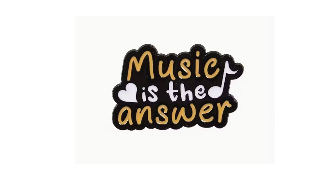 Music is the Answer Enamel Pin - Black White Yellow Lapel Pin