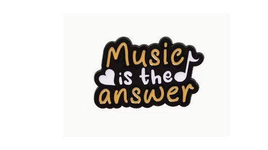 Music is the Answer Enamel Pin - Black White Yellow Lapel Pin