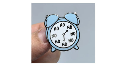 Blue Alarm Clock 'No' Numbers Enamel Pin