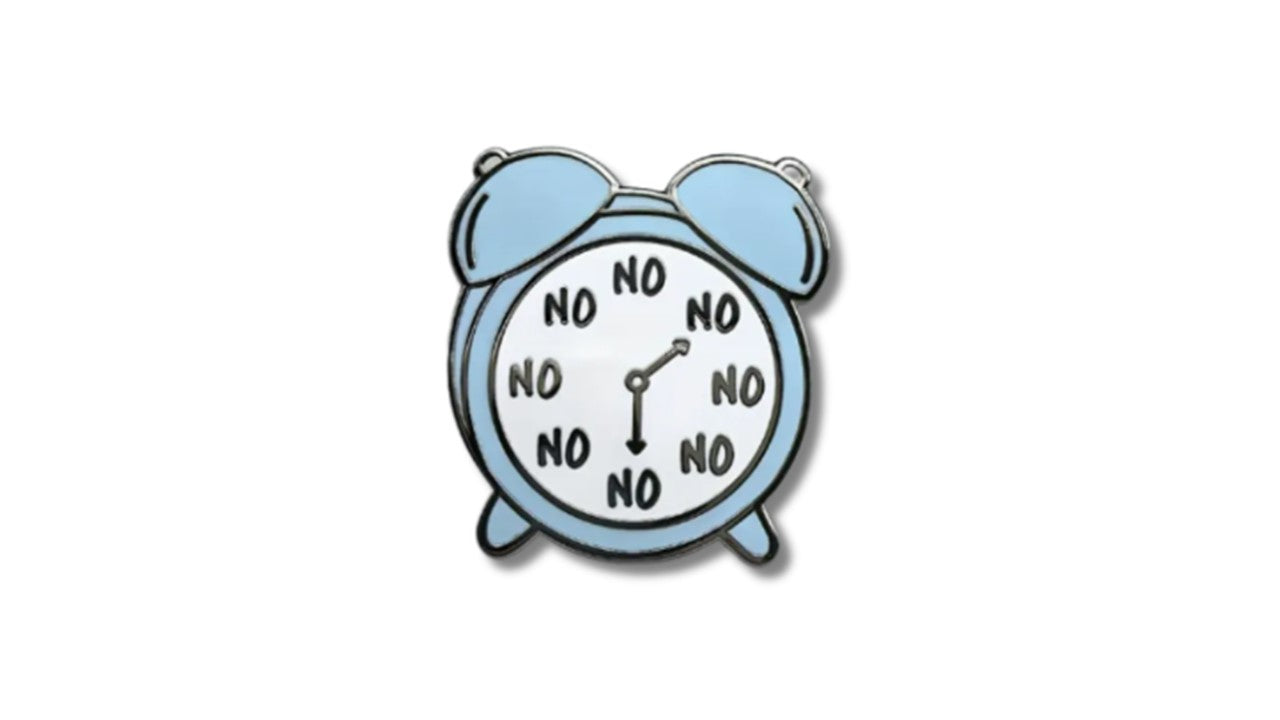 Blue Alarm Clock 'No' Numbers Enamel Pin