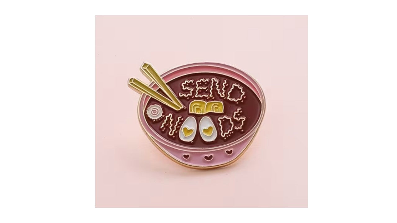Send Noods Enamel Pin - Funny Ramen Noodle Lapel Pin