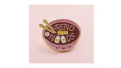 Send Noods Enamel Pin - Funny Ramen Noodle Lapel Pin