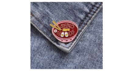 Send Noods Enamel Pin - Funny Ramen Noodle Lapel Pin