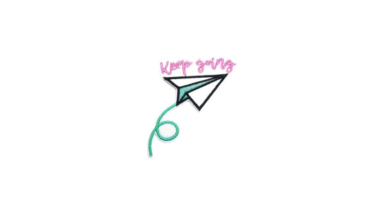 Pastel Color Embroidered Iron-On Patch - Paper Airplane Design