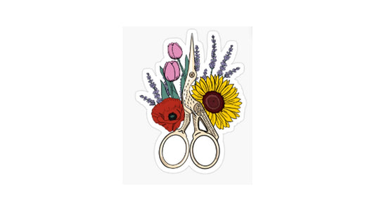 Floral Stork Scissors Sticker - Novelty•ish