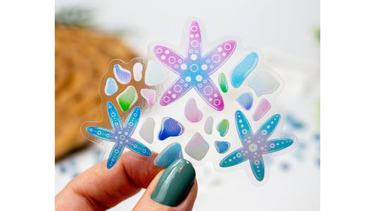 Clear Starfish and Sea Glass Sticker - Novelty•ish