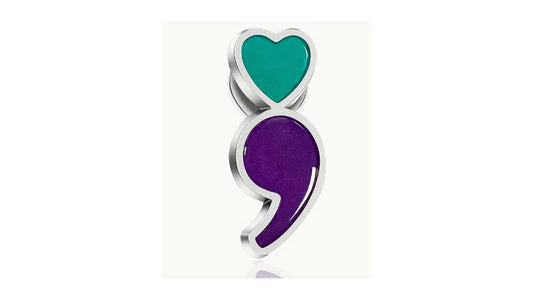 High-Quality Silver Semicolon Enamel Pin