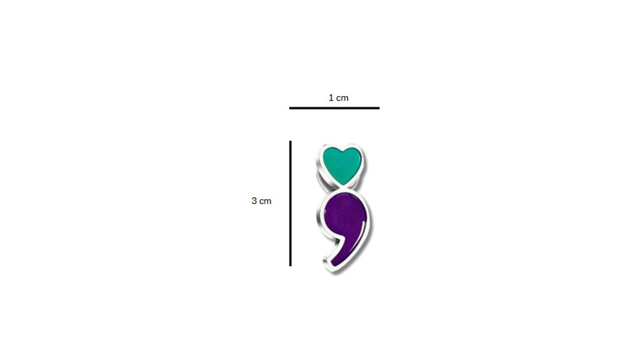 High-Quality Silver Semicolon Enamel Pin