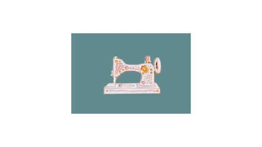 White Floral Sewing Machine Enamel Pin - Novelty•ish