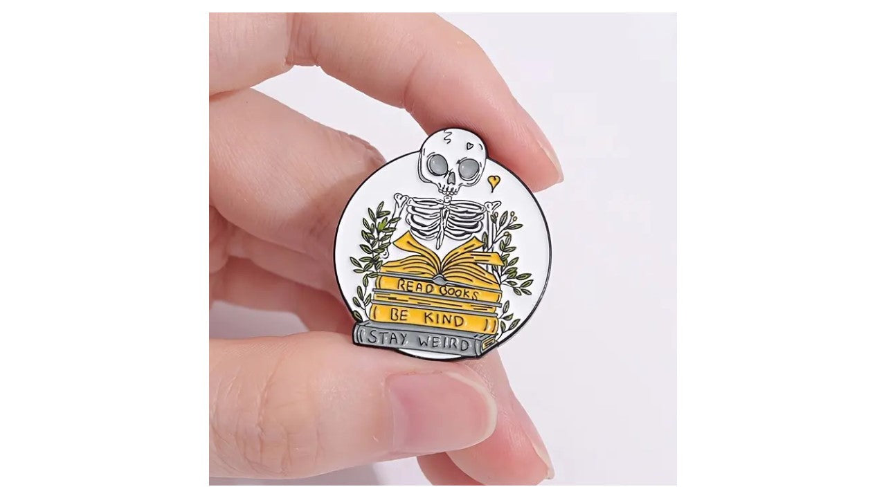 Skeleton Reader Enamel Pin - Novelty•ish