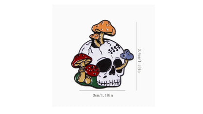 Mushroom Skull  Enamel Pin