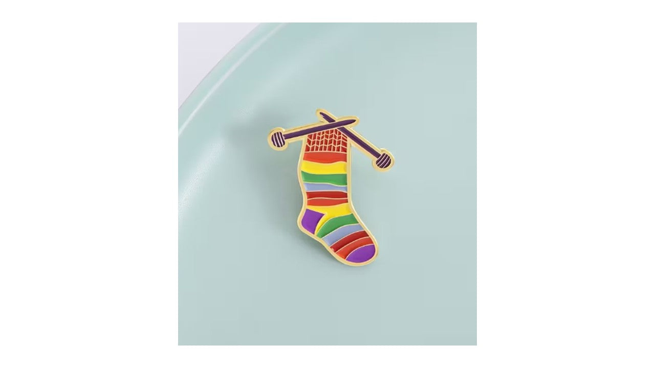 Knitted Rainbow Socks Enamel Pin – Cozy Knitting Gift | Novelty•ish